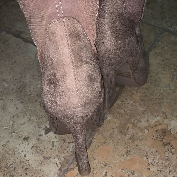 Taupe Suede Over Knee Boots - Picture 6 of 6